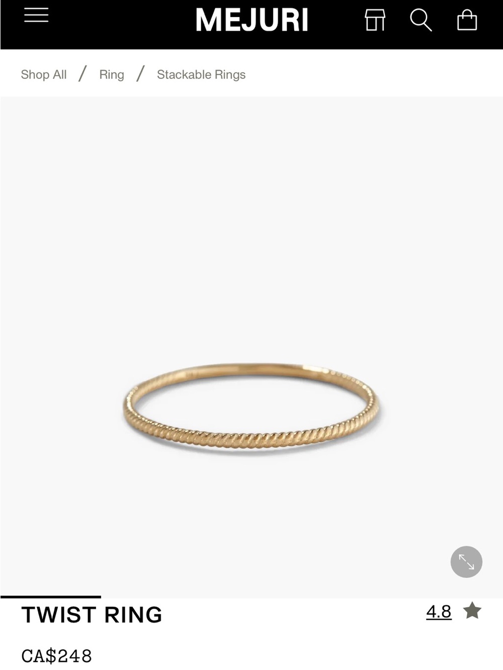 Mejuri 14K Gold Stacker and Twisted Ring size 7